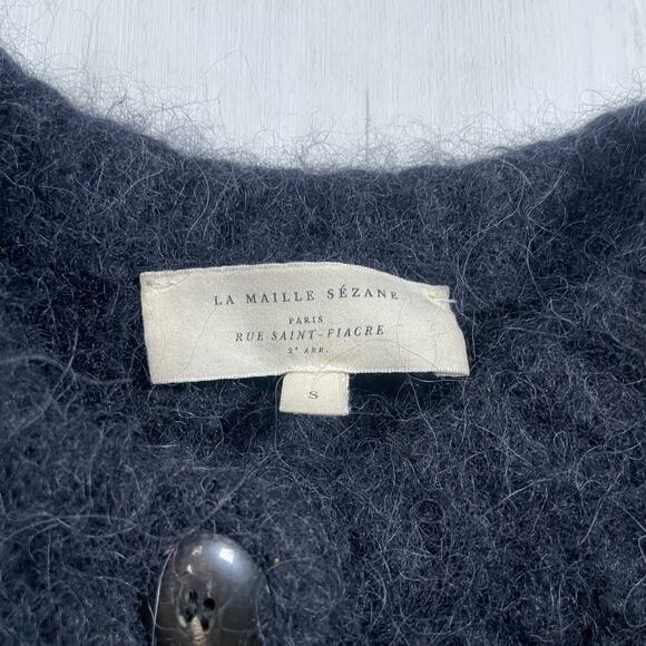 Sezane Women’s Small Cardigan Wool Alpaca Sweater Knit Chic Minimalist Black - Picture 8 of 12